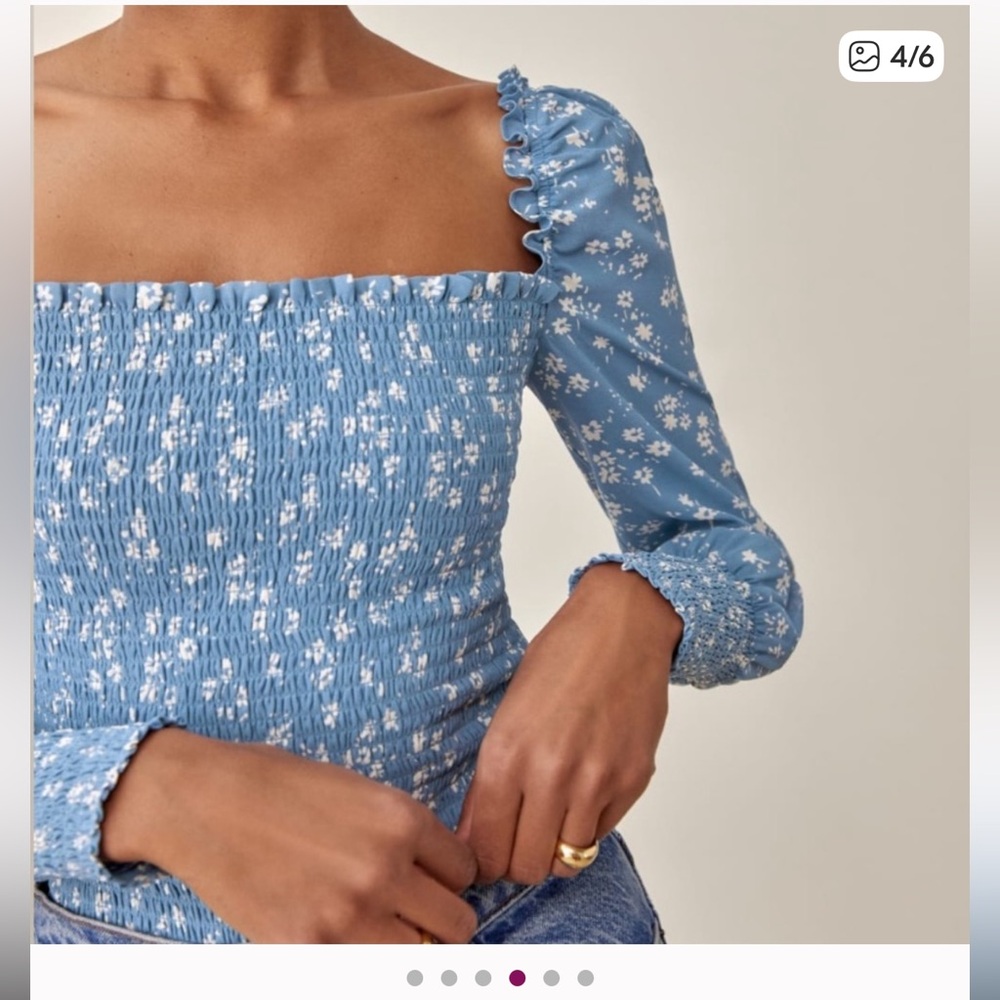 Reformation Floral Print Square neckline blouse NWT - Picture 2 of 10